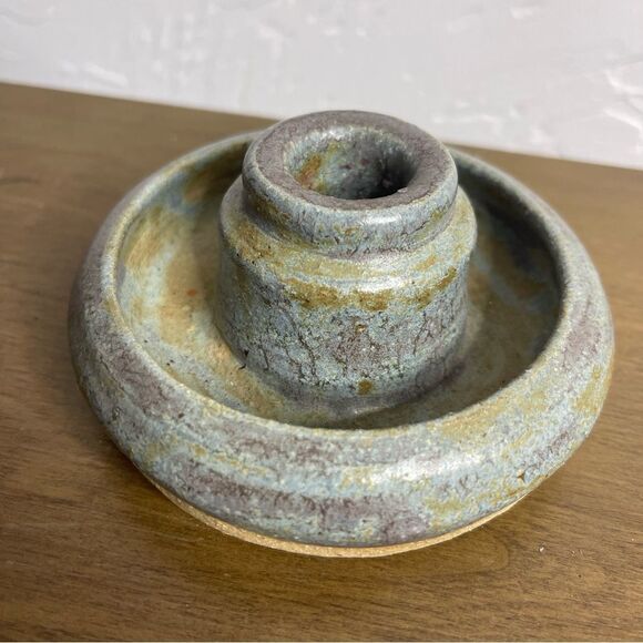 Handmade Studio Pottery Pillar Candle Holder Handmade One of a Kind - Picture 5 of 10